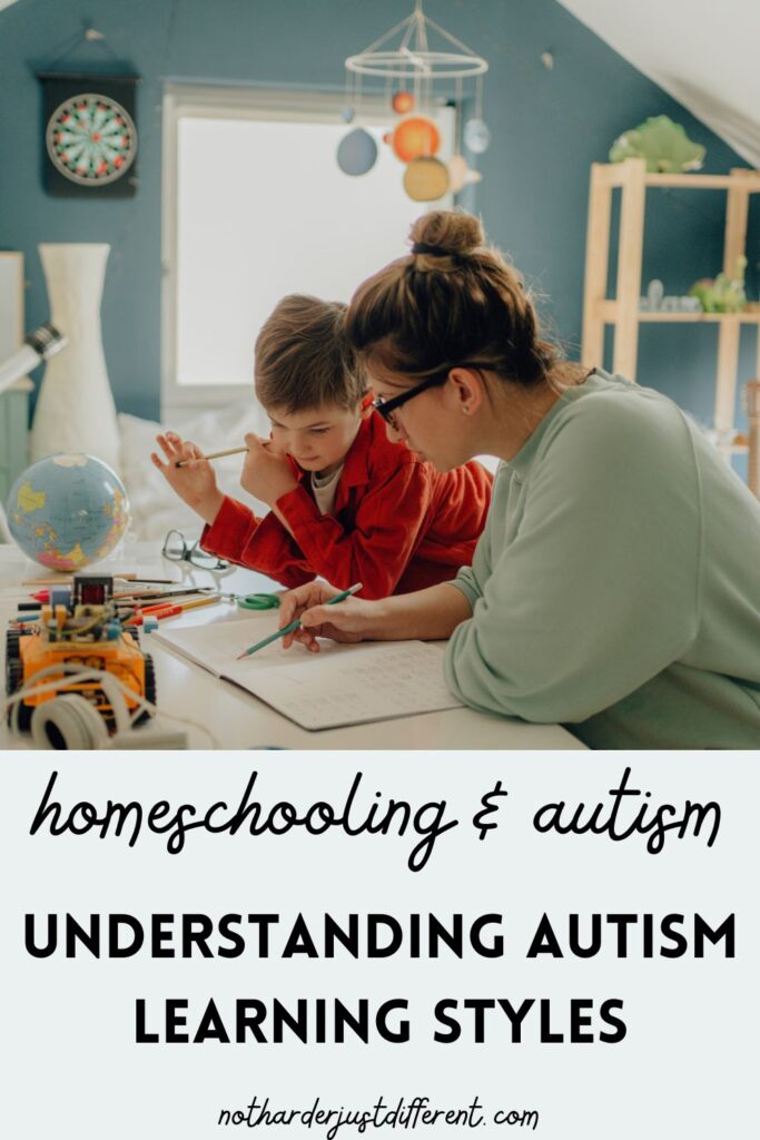 pin image with image of mother and son, and a bold title that says "Understanding Autism Learning Styles" 