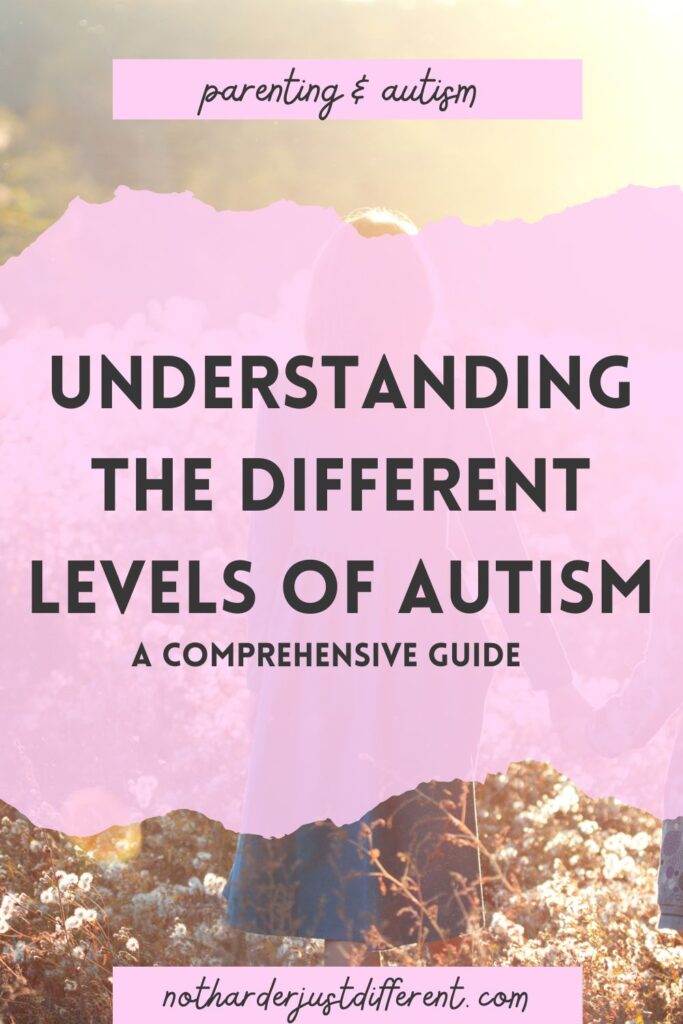 pin image with image and bold title that says "Understanding the Different Levels of Autism: A Comprehensive Guide"