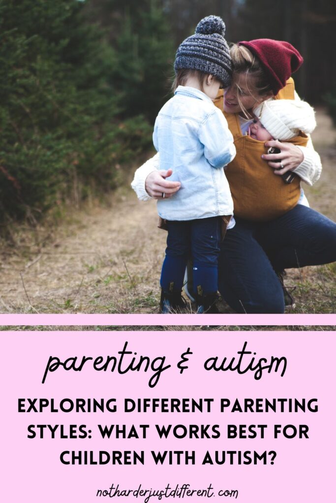 pin image with image and bold title that says "Exploring Different Types of Parenting Styles: What Works Best for Children with Autism?"