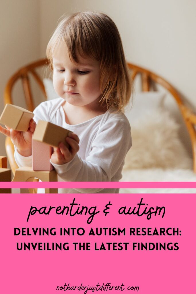 pin image with image of child and bold title that says "Delving into Autism Research: Unveiling the Latest Findings"